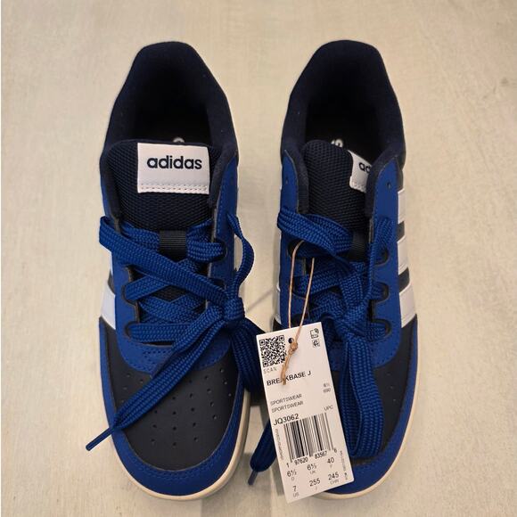 NIB Adidas Breakbase J Sneakers SZ US 7 KIDS Navy Blue White - Picture 3 of 9